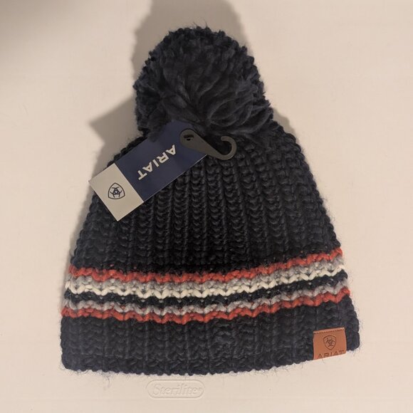 Ariat Salem Pom Beanie, Navy, One Size - Picture 2 of 5